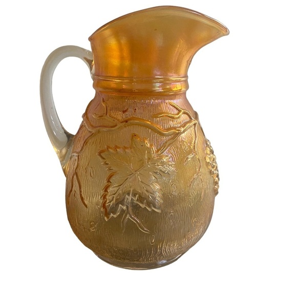 Dugan Antique C.‎ 1910 Carnival Glass “Vineyard” Water Pitcher 9.25” Rare - Picture 1 of 9